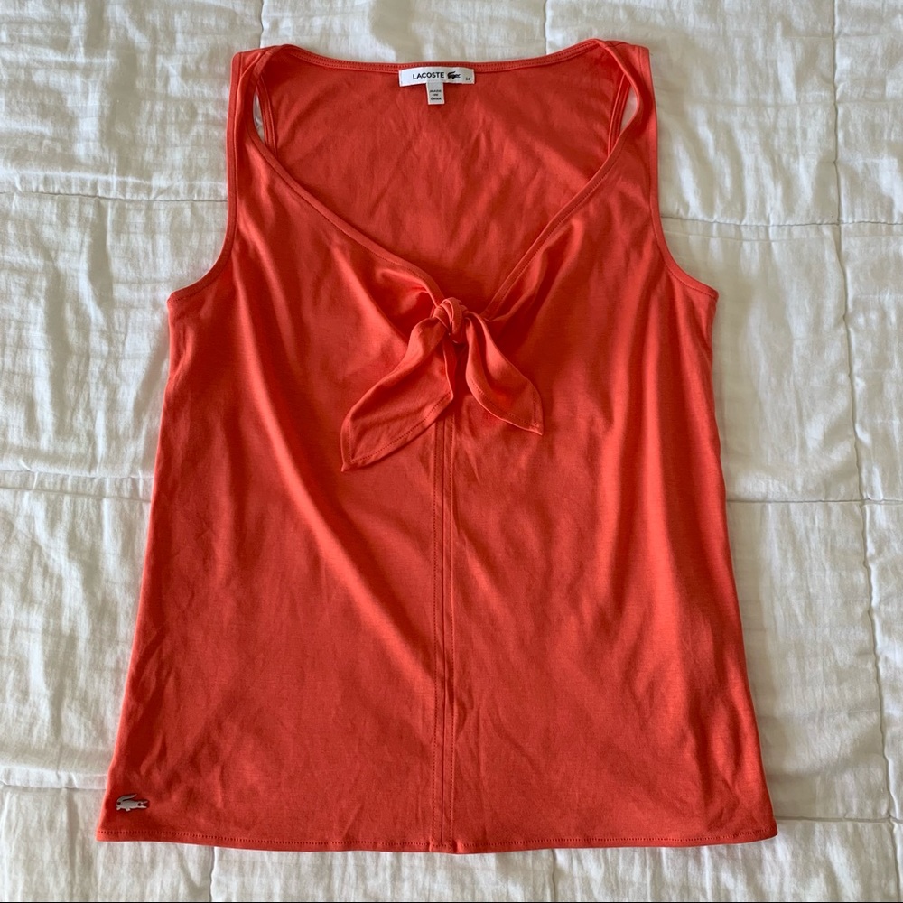 NWOT Lacoste Women's Coral/orange  Tie-Front Sleeveless Top
